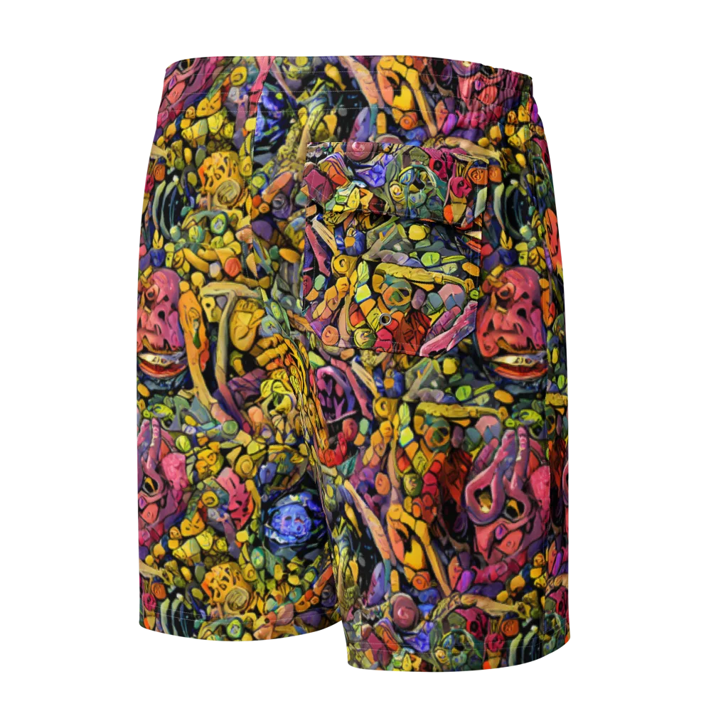Neon Fossil Garden on Men's Board Shorts — Back