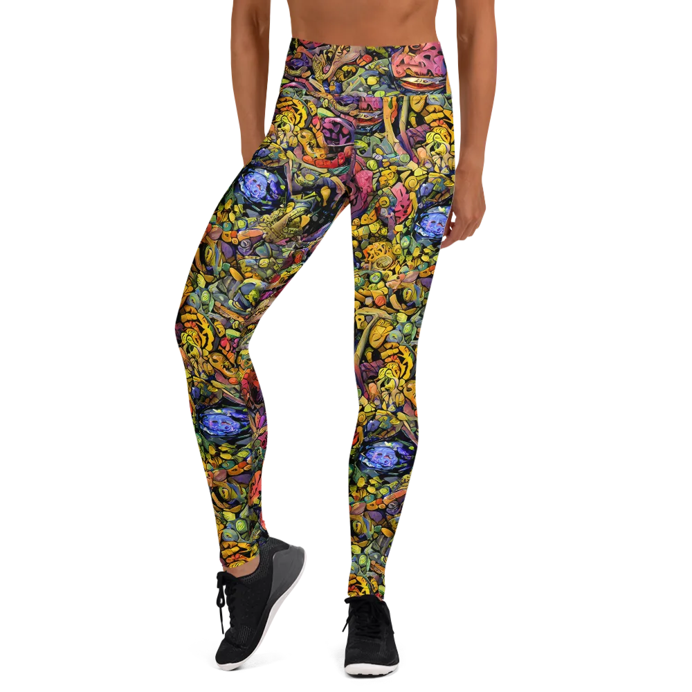 Neon Fossil Garden on Yoga Leggings — Front