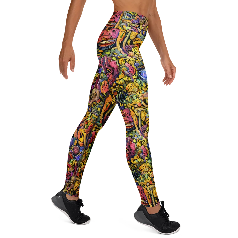 Neon Fossil Garden on Yoga Leggings — Right