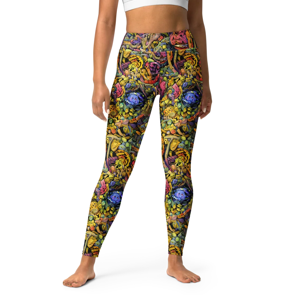 Neon Fossil Garden on Yoga Leggings — Front