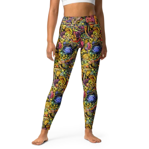 Neon Fossil Garden on a Yoga Leggings
