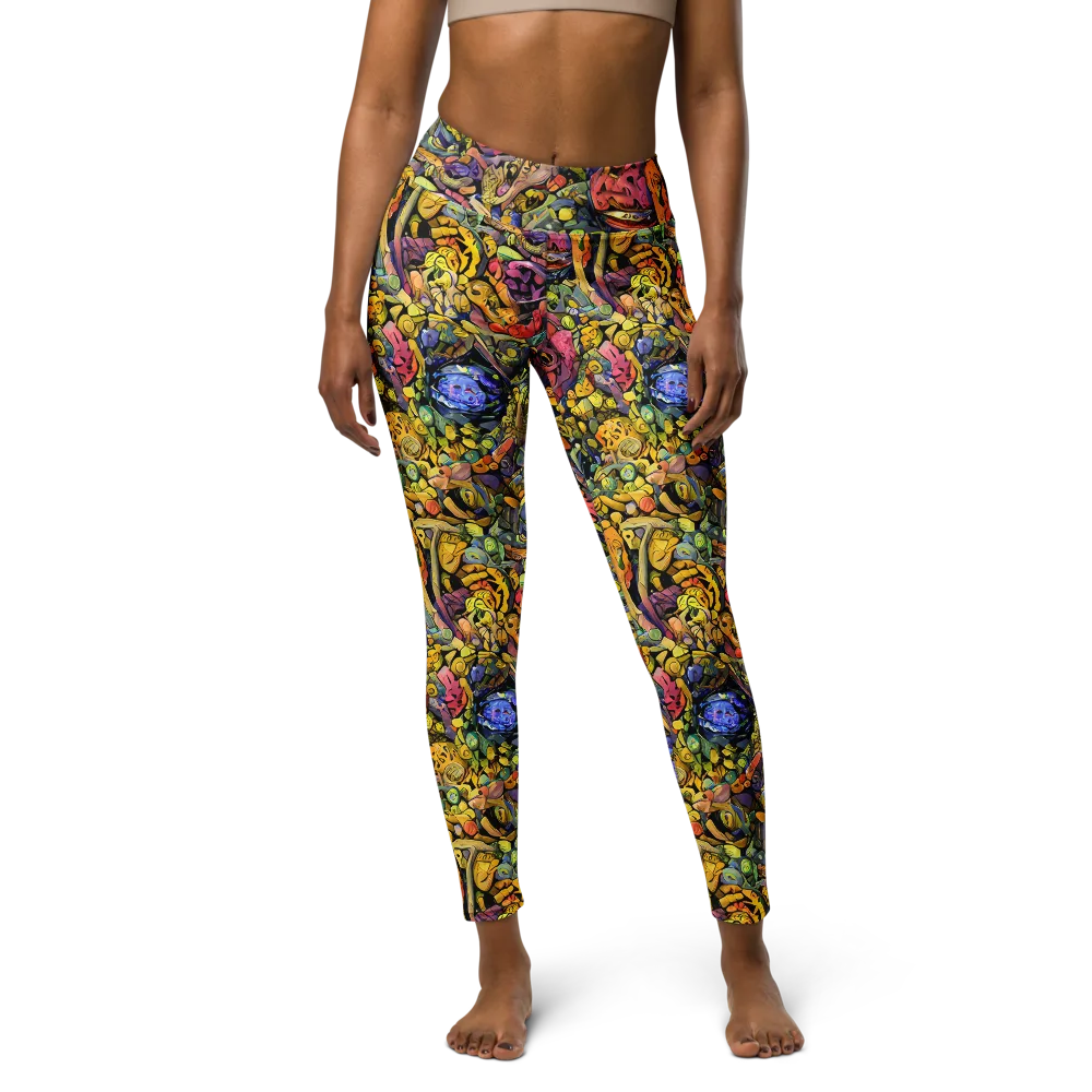 Neon Fossil Garden on Yoga Leggings — Front