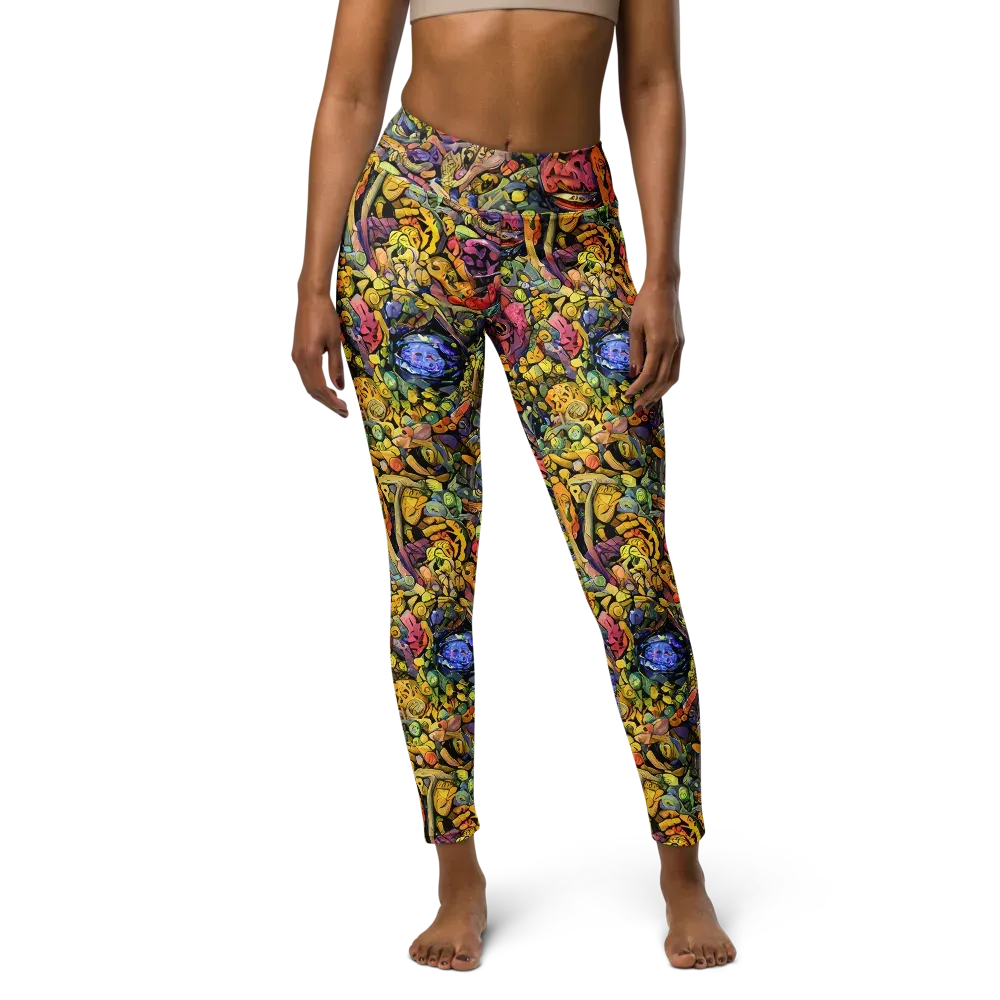 Neon Fossil Garden on Yoga Leggings — Front