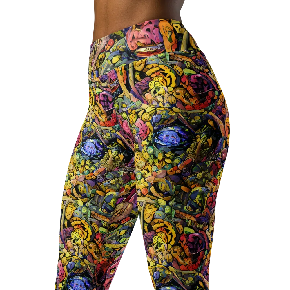Neon Fossil Garden on Yoga Leggings — Left Front