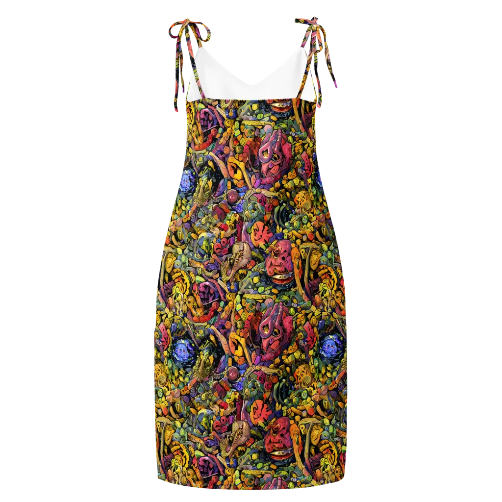 Neon Fossil Garden on Slip Dress — Back