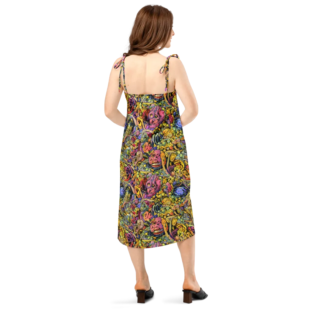 Neon Fossil Garden on Slip Dress — Back