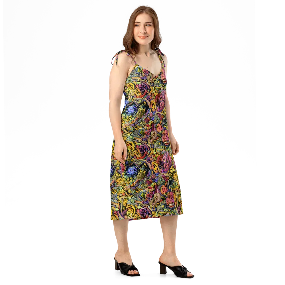 Neon Fossil Garden on Slip Dress — Right Front