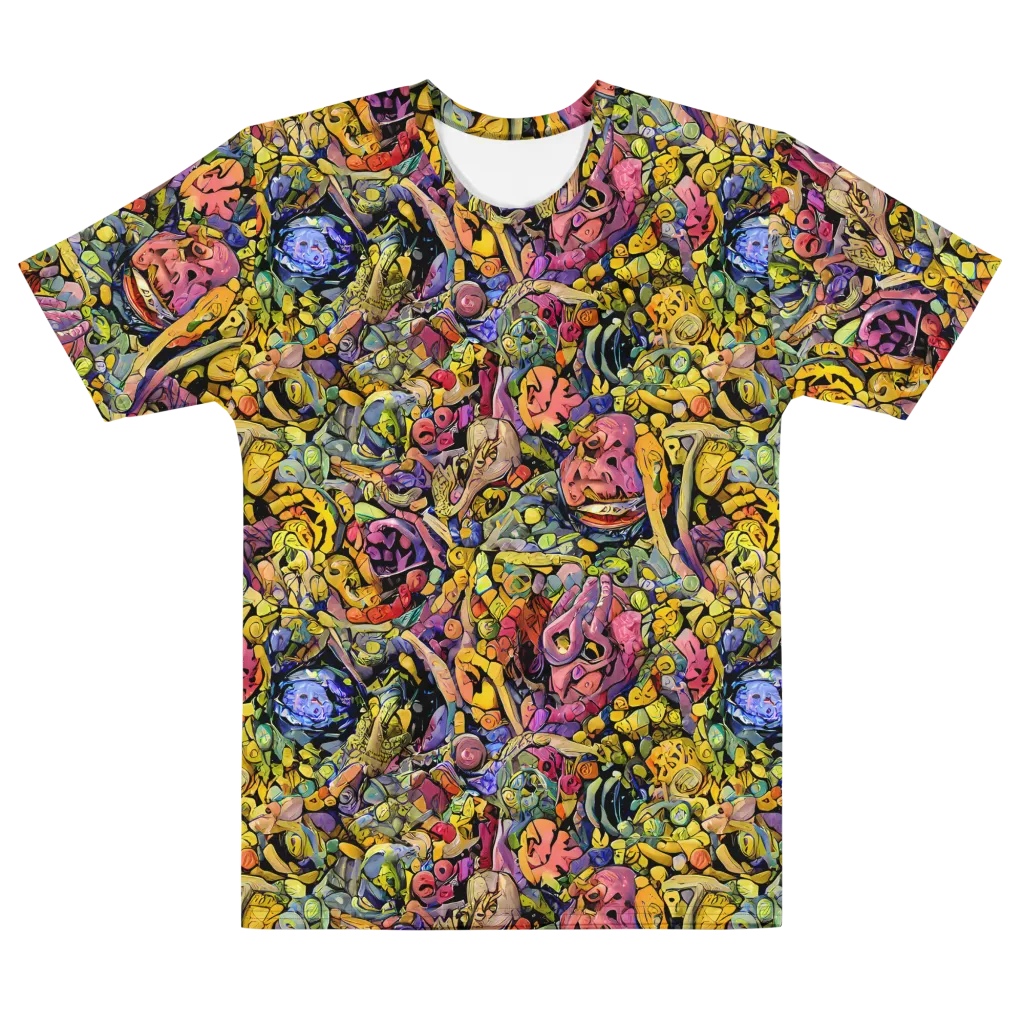 Neon Fossil Garden on Men's Cotton Crew Neck T-Shirt — Front