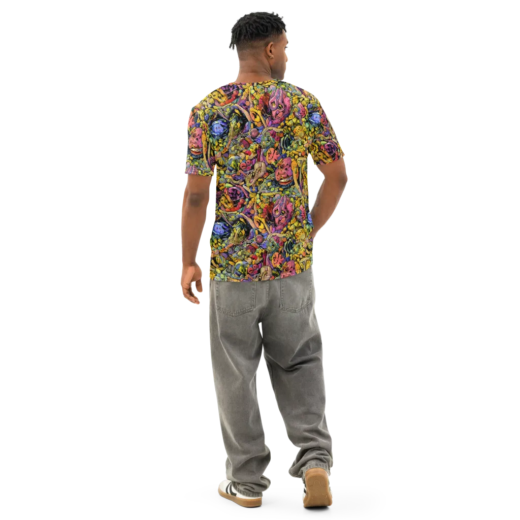 Neon Fossil Garden on Men's Cotton Crew Neck T-Shirt — Back