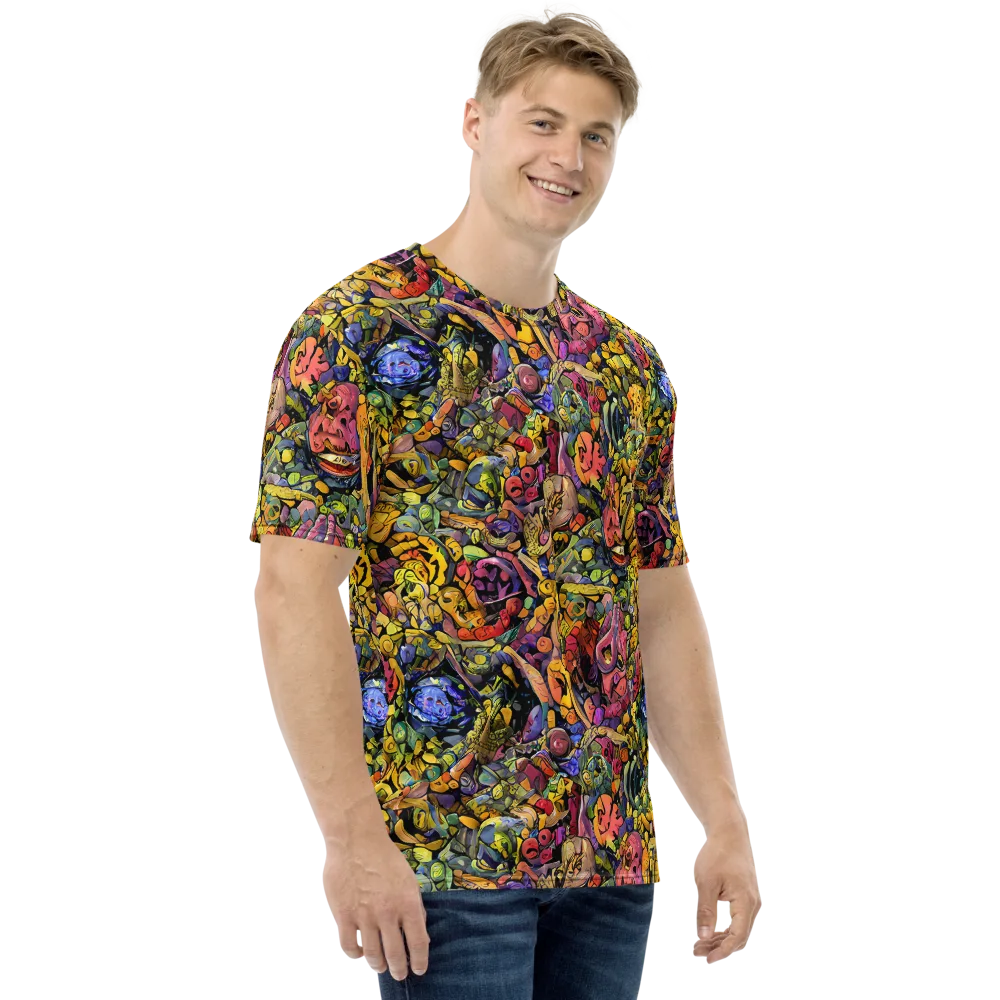 Neon Fossil Garden on Men's Crew Neck T-Shirt — Right