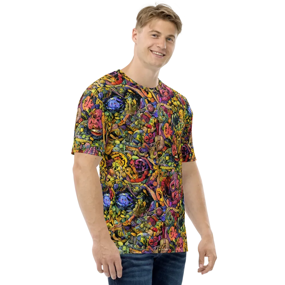 Neon Fossil Garden on Men's Crew Neck T-Shirt — Right