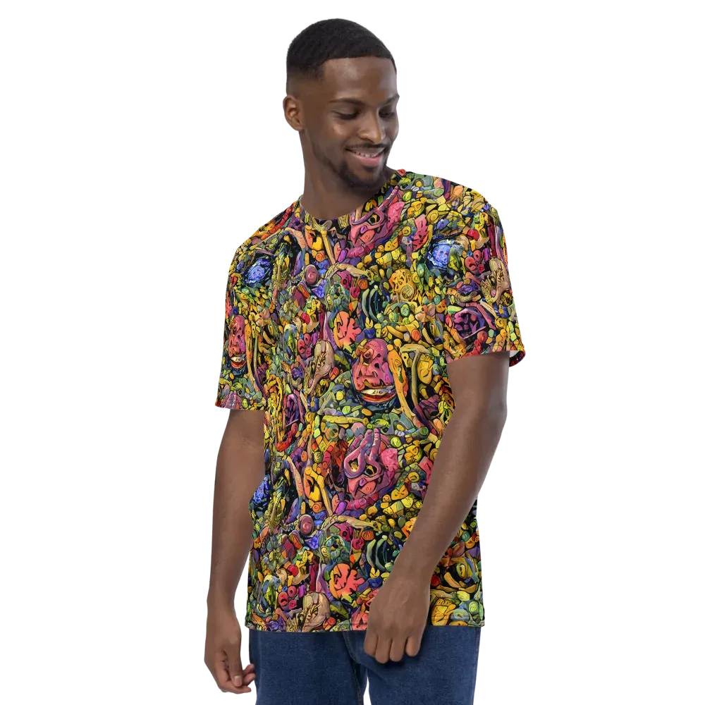Neon Fossil Garden on Men's Crew Neck T-Shirt — Left