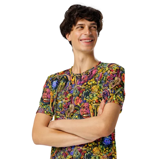 Neon Fossil Garden on a Men's Crew Neck T-Shirt