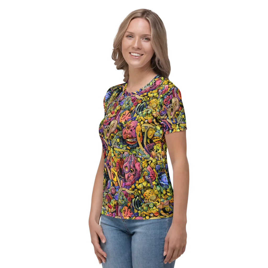 Neon Fossil Garden on Women's Crew Neck T-Shirt — Left