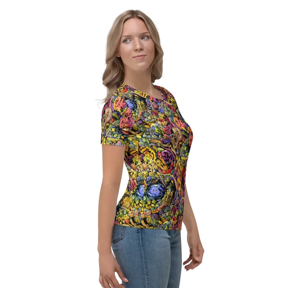 Neon Fossil Garden on Women's Crew Neck T-Shirt — Right