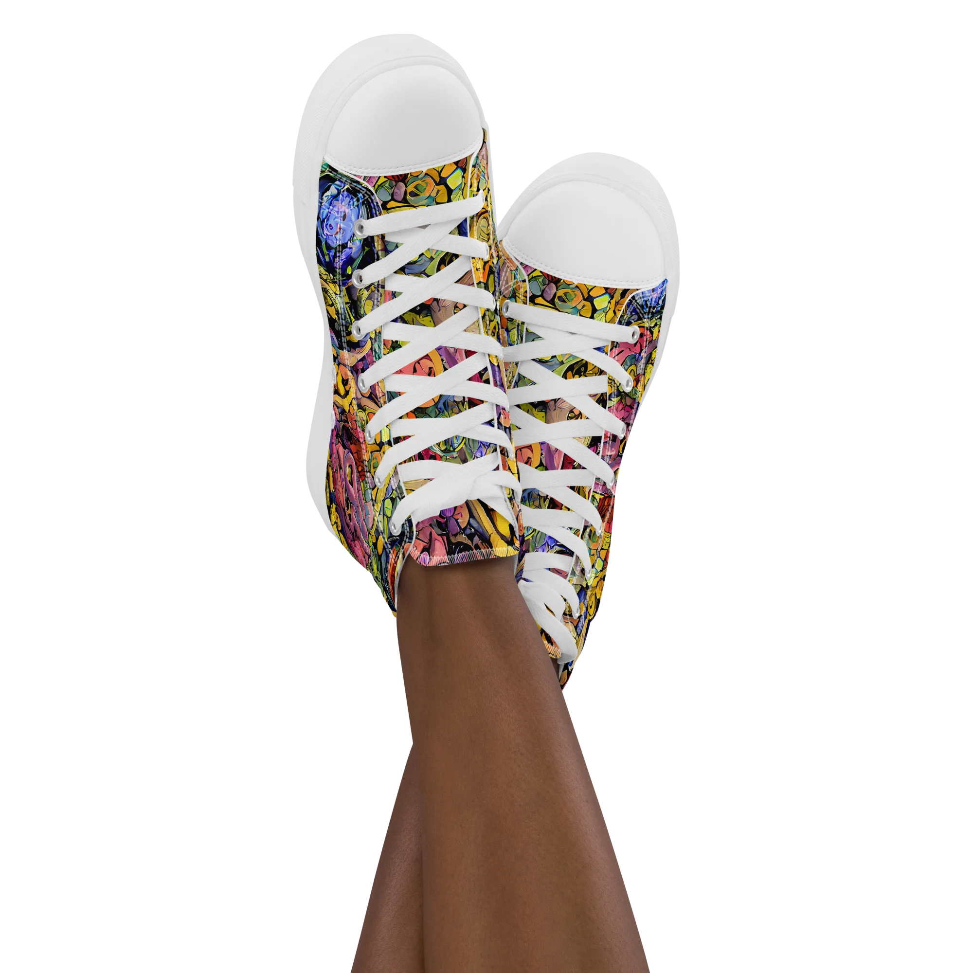 Neon Fossil Garden on Women's High Top Canvas Shoes — Front