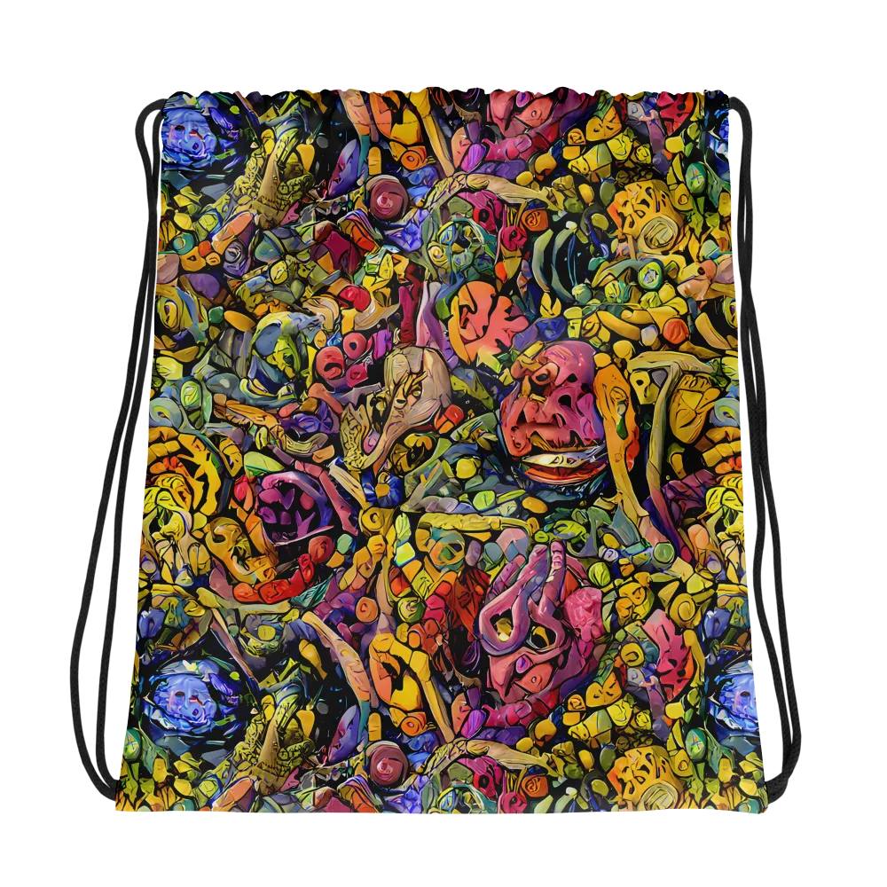 Neon Fossil Garden on Drawstring Bag — Photo