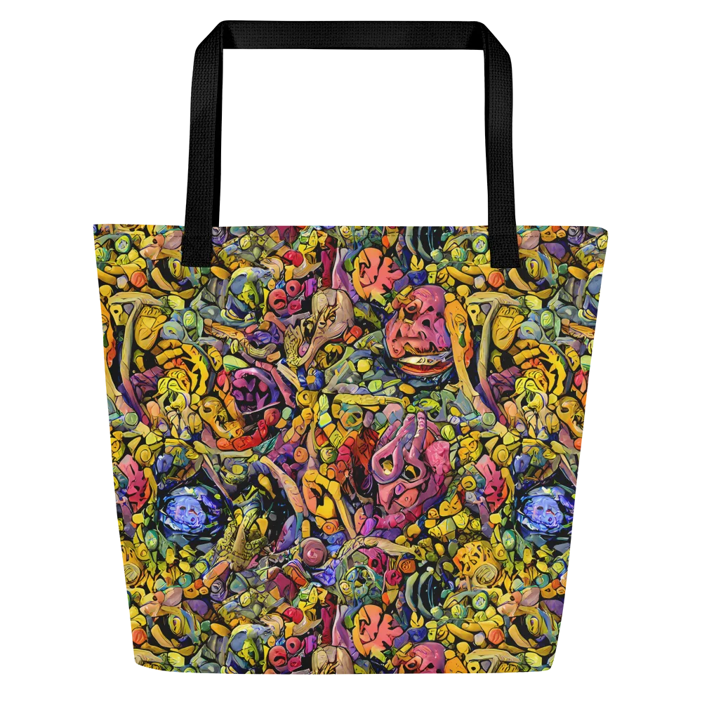 Neon Fossil Garden on Large Tote Bag W/ Pocket — Front