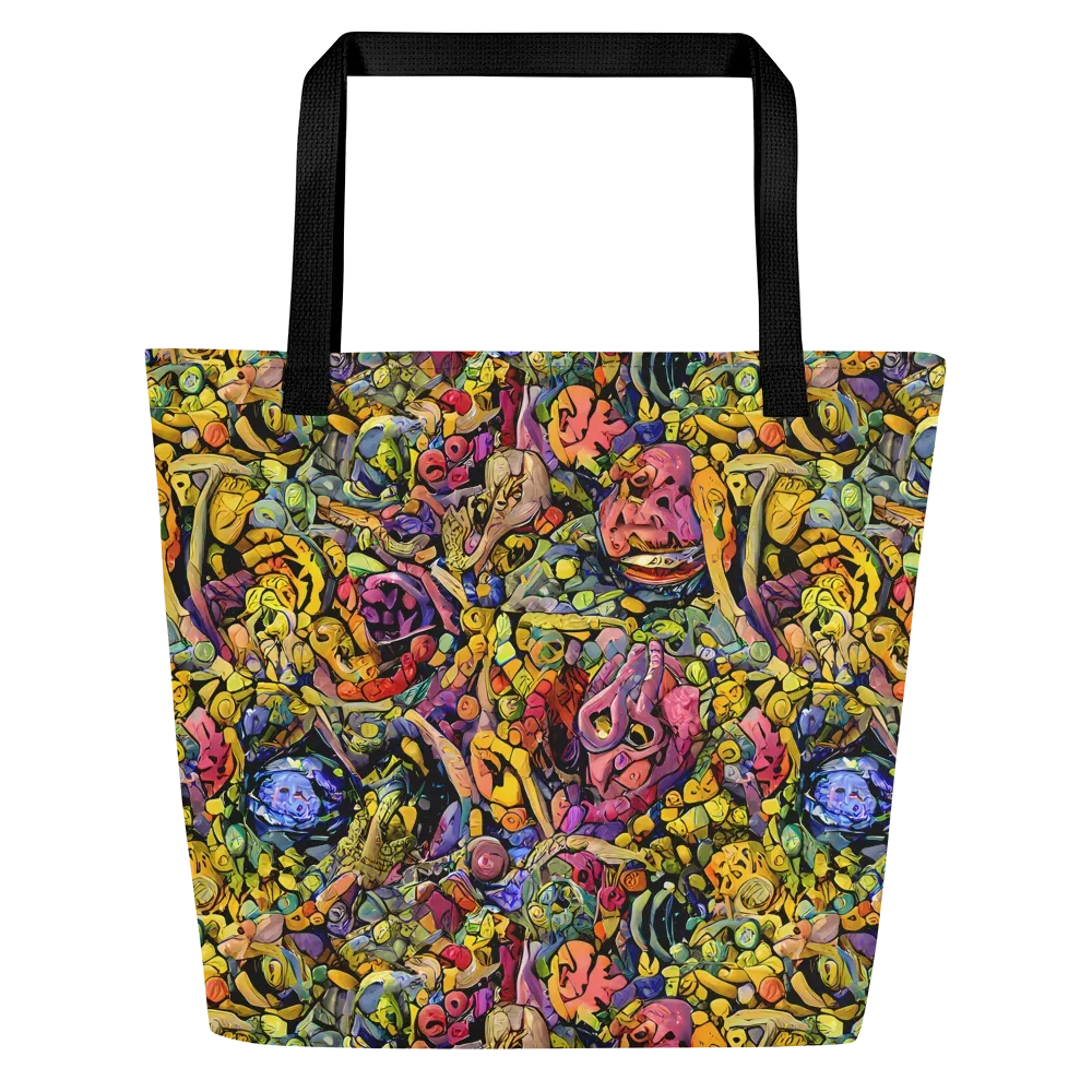 Neon Fossil Garden on Large Tote Bag W/ Pocket — Front