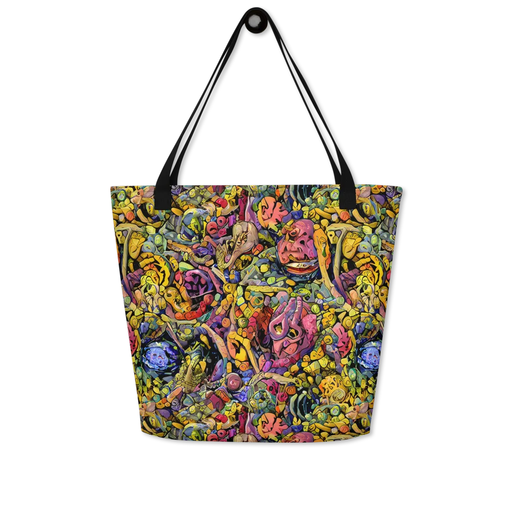 Neon Fossil Garden on Large Tote Bag W/ Pocket — Front