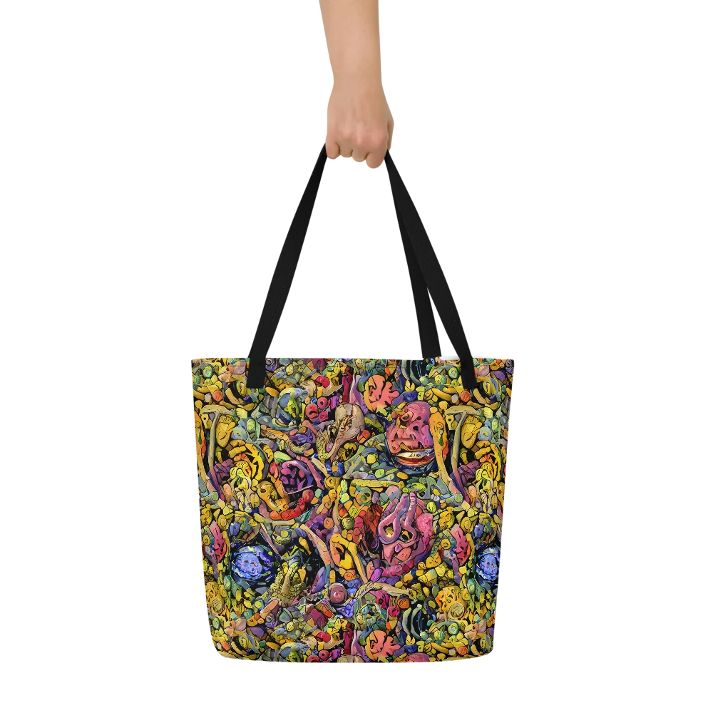 Neon Fossil Garden on Large Tote Bag W/ Pocket — Front