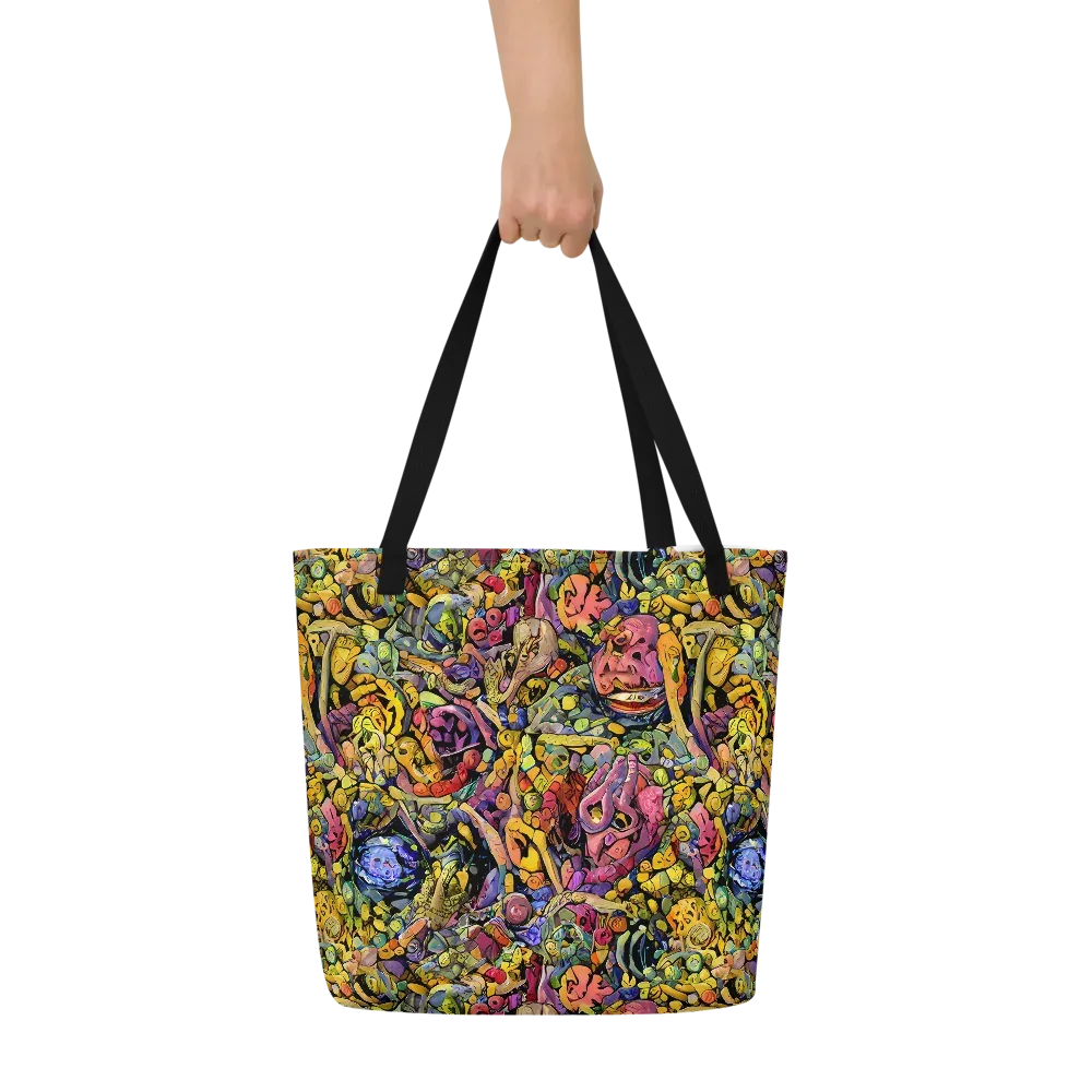 Neon Fossil Garden on Large Tote Bag W/ Pocket — Front