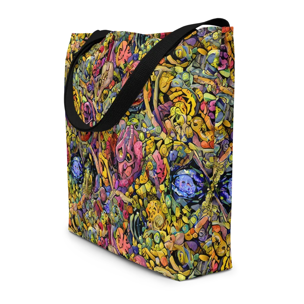 Neon Fossil Garden on Large Tote Bag W/ Pocket — Front