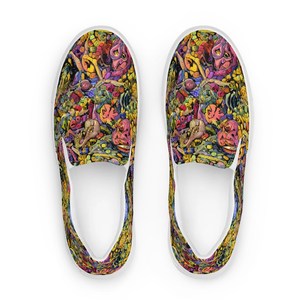Neon Fossil Garden on Women's Slip-On Canvas Shoes — Front