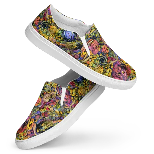 Neon Fossil Garden on a Women's Slip-On Canvas Shoes