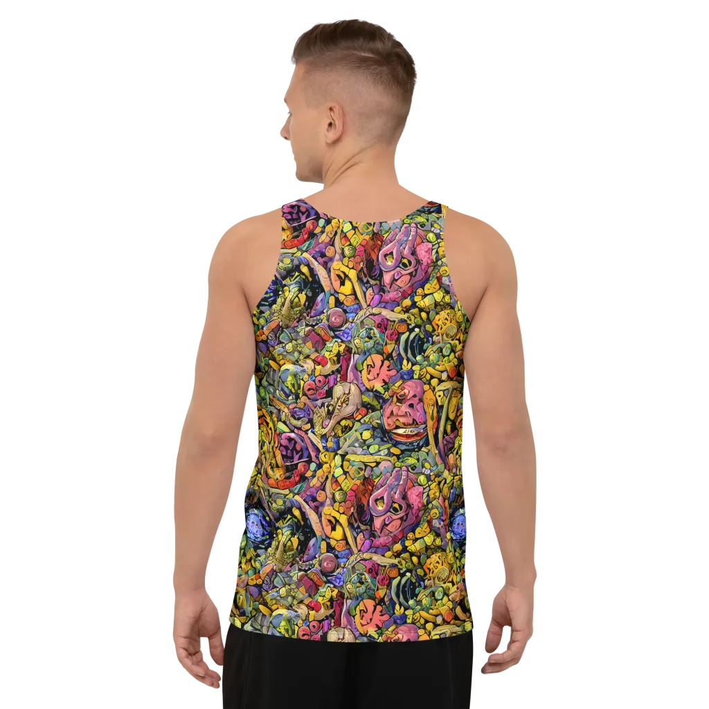 Neon Fossil Garden on Men's Tank Top — Back