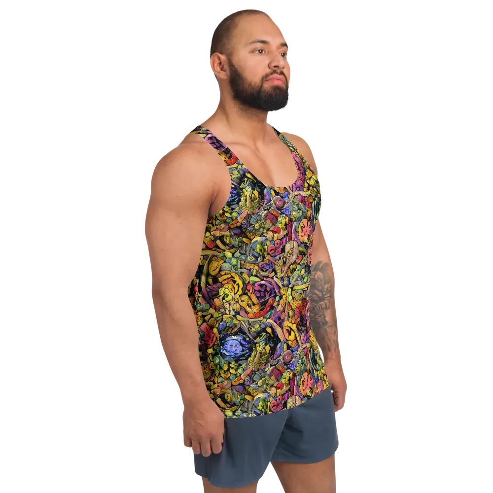Neon Fossil Garden on Men's Tank Top — Right Front