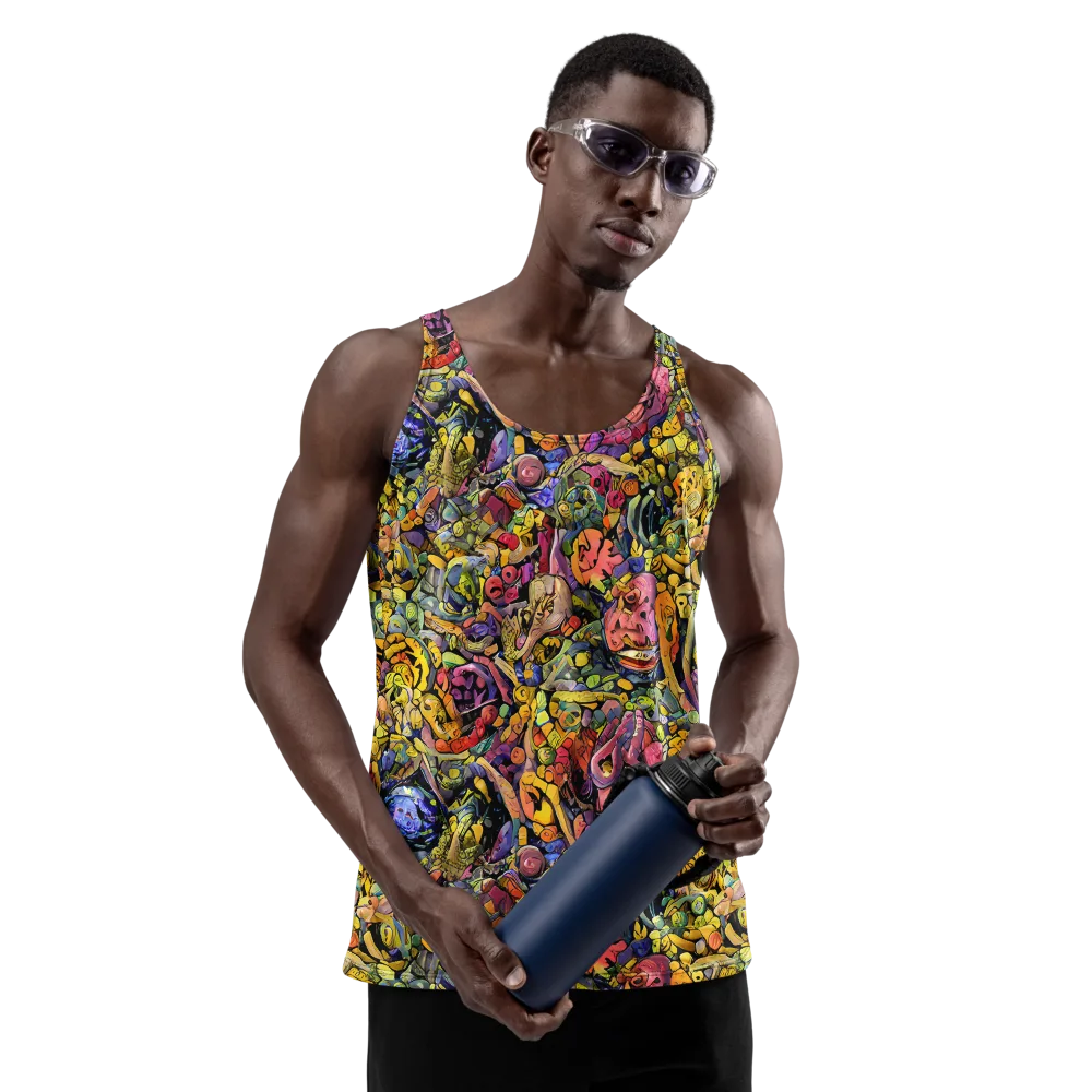 Neon Fossil Garden on Men's Tank Top — Front