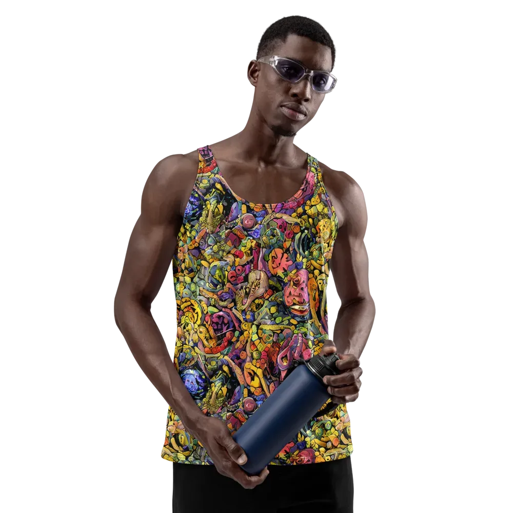 Neon Fossil Garden on Men's Tank Top — Front