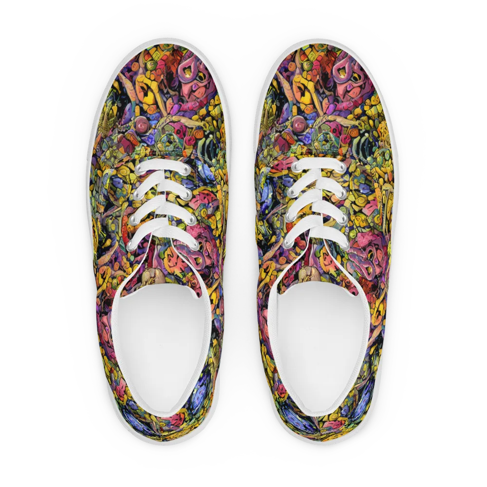 Neon Fossil Garden on Men's Lace-Up Canvas Shoes — Front