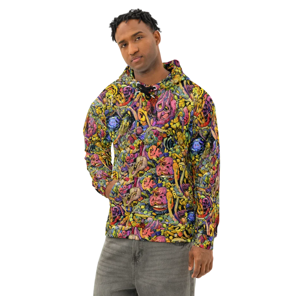 Neon Fossil Garden on Cotton Hoodie — Left Front