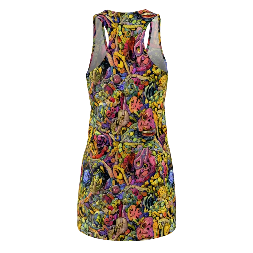 Neon Fossil Garden on Racerback Dress — Back