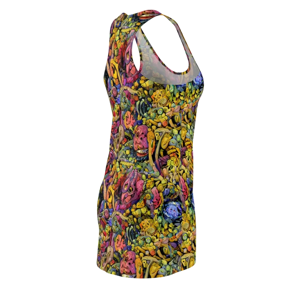 Neon Fossil Garden on Racerback Dress — Back Side