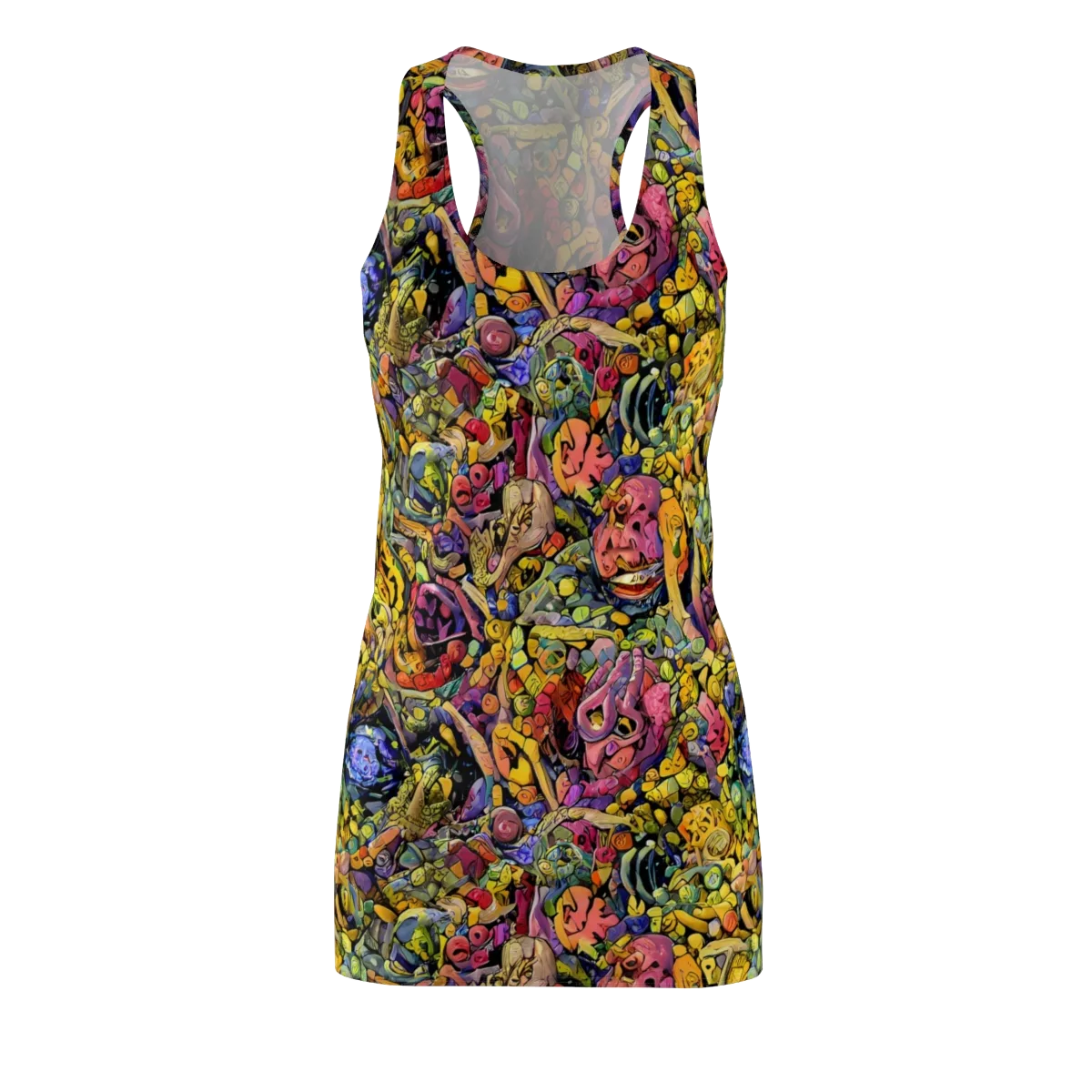 Neon Fossil Garden on Racerback Dress — Front