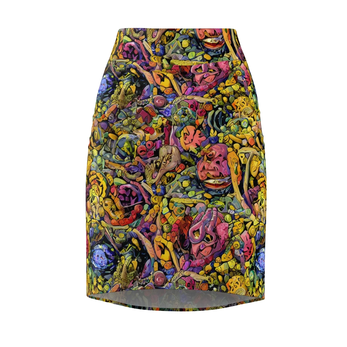 Neon Fossil Garden on Pencil Skirt — Front