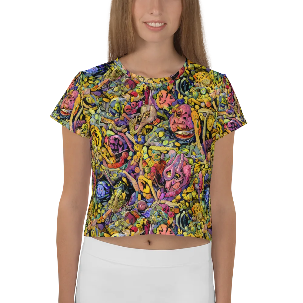 Neon Fossil Garden on Crop Tee — Front