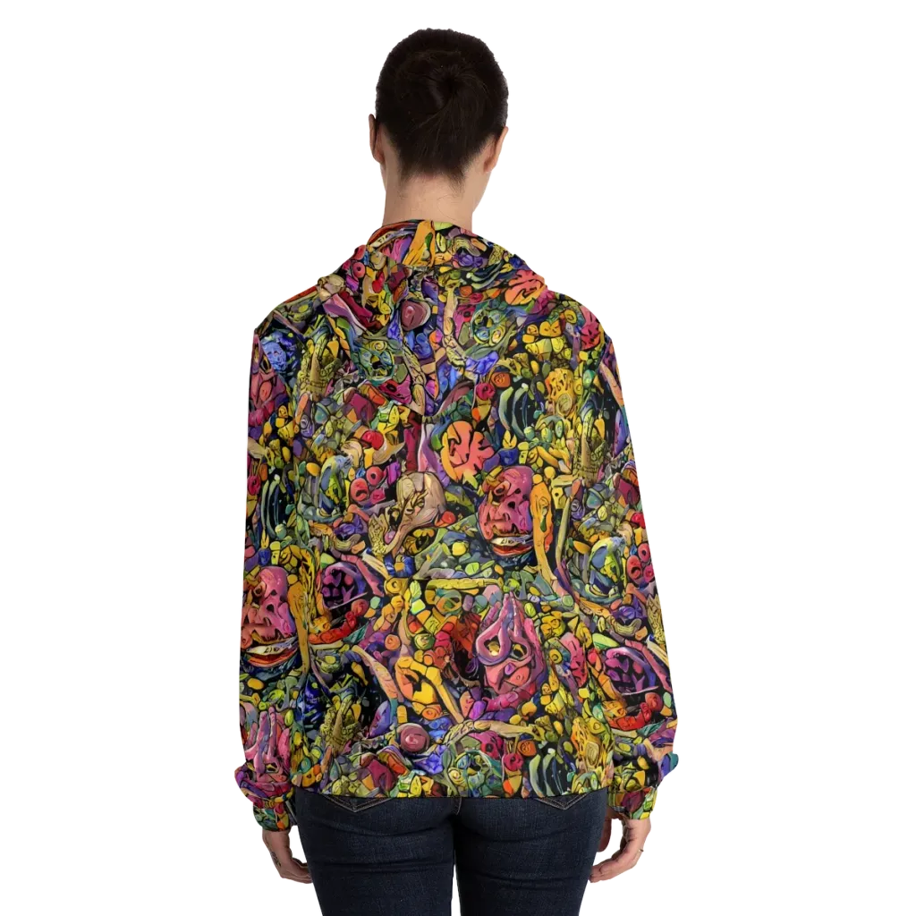 Neon Fossil Garden on Women's Full-Zip Hoodie — Back On Person