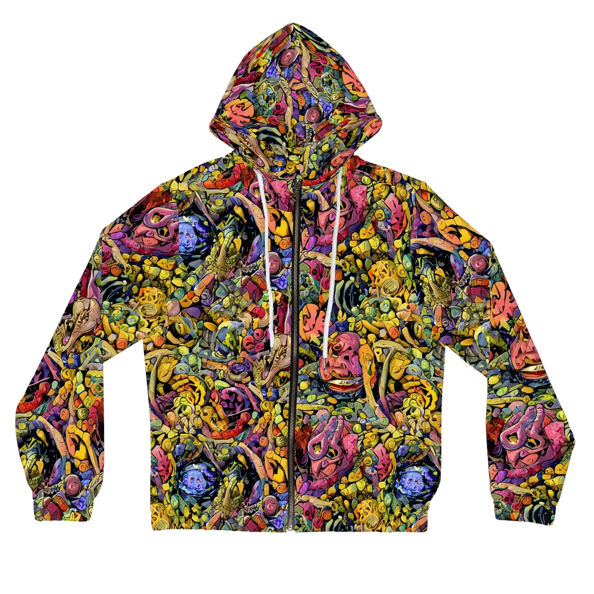 Neon Fossil Garden on Women's Full-Zip Hoodie — Front