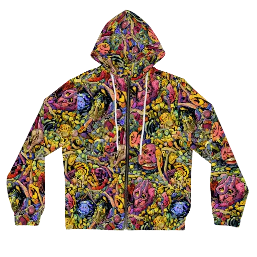 Neon Fossil Garden on a Women's Full-Zip Hoodie