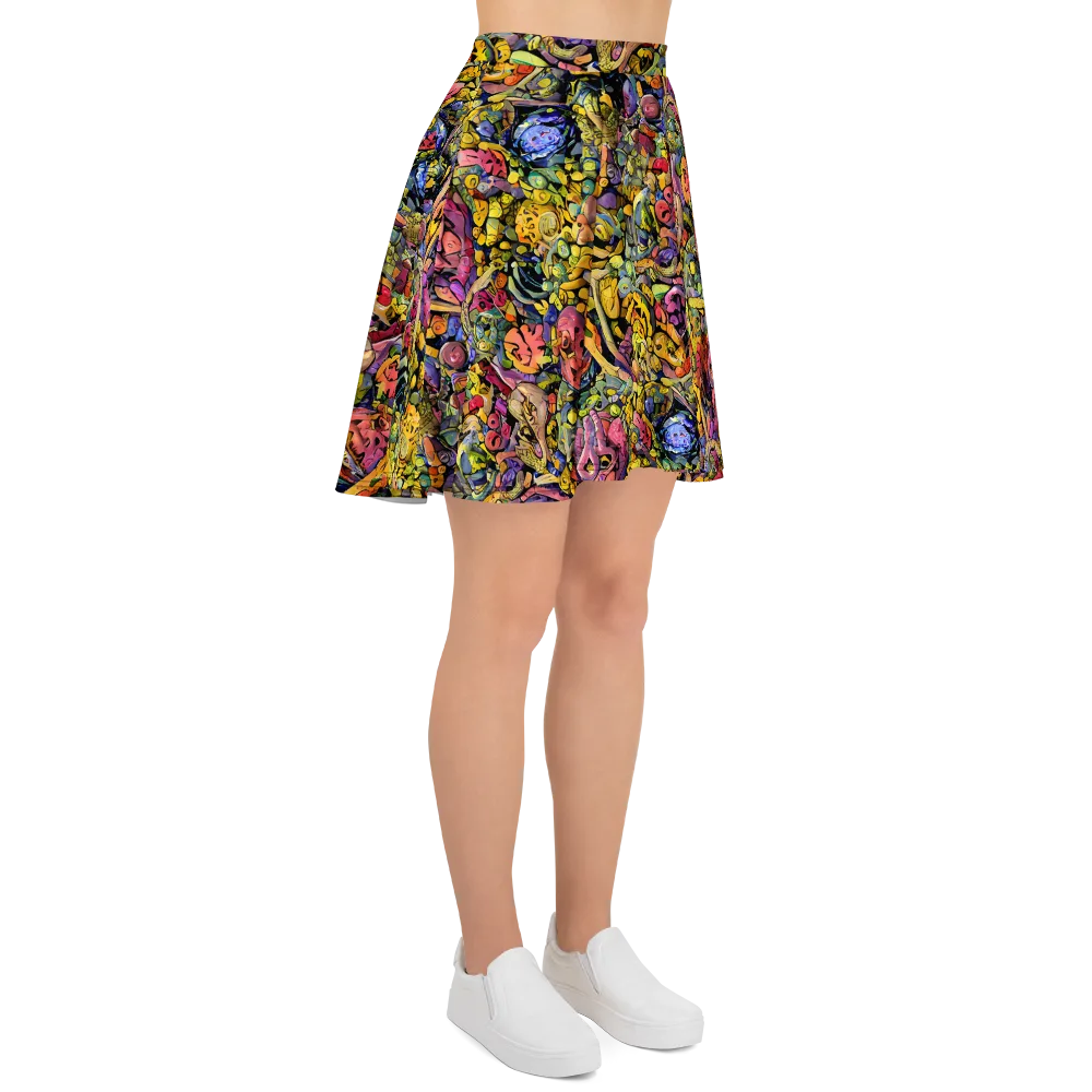 Neon Fossil Garden on Skater Skirt — Right