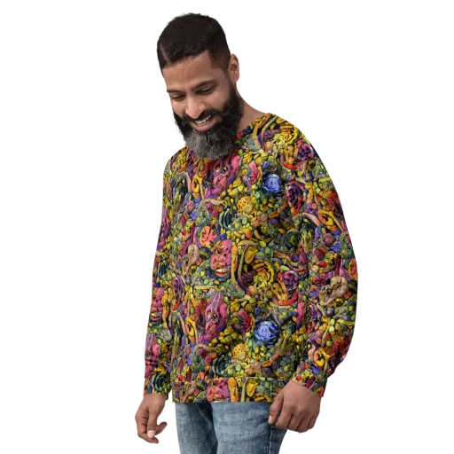 Neon Fossil Garden on a Sweatshirt