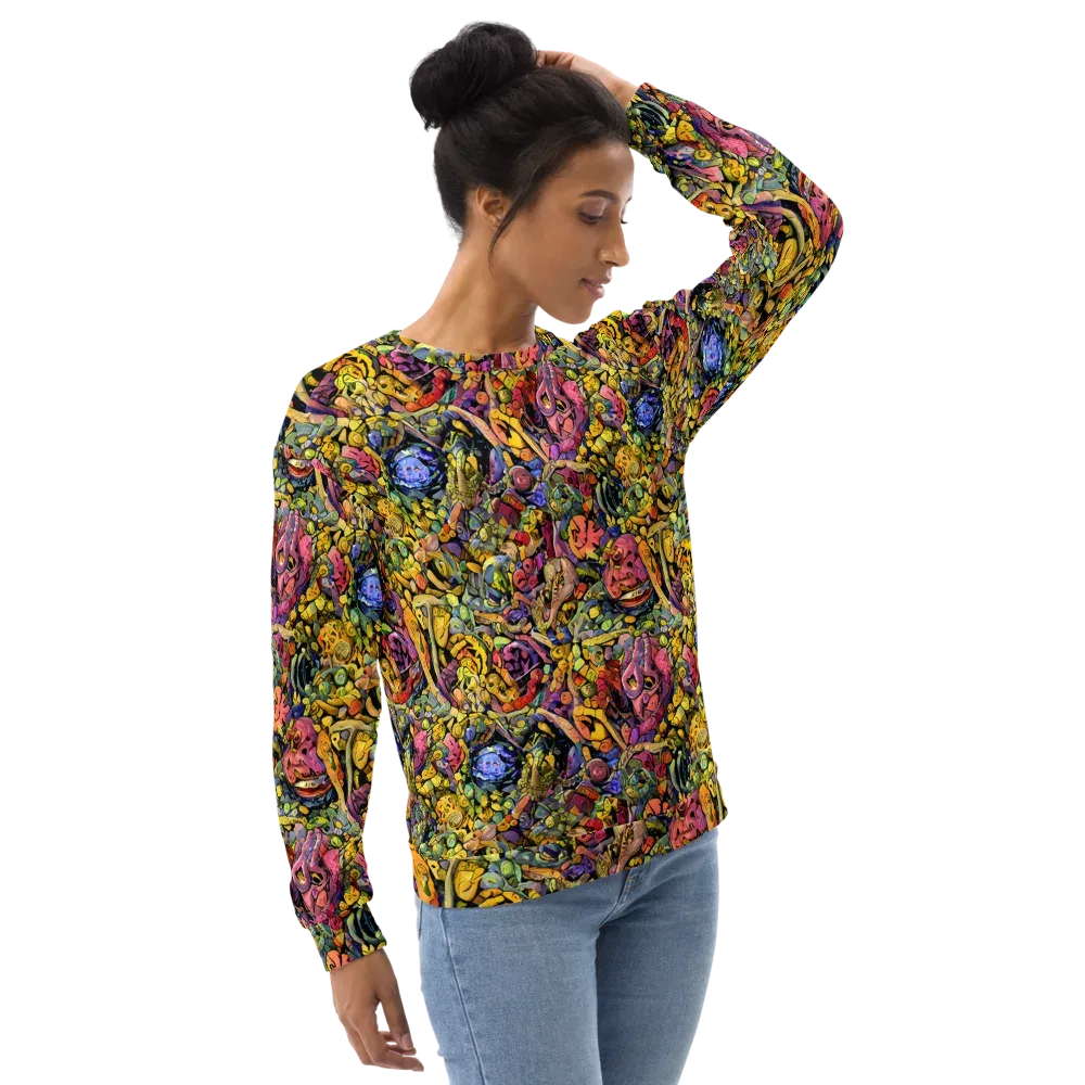 Neon Fossil Garden on Sweatshirt — Right Front