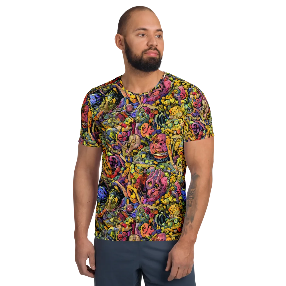 Neon Fossil Garden on Men's Athletic T-Shirt — Front