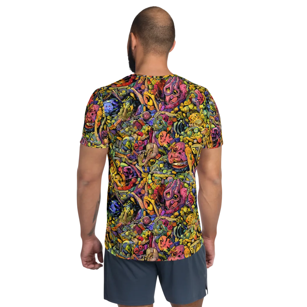 Neon Fossil Garden on Men's Athletic T-Shirt — Back