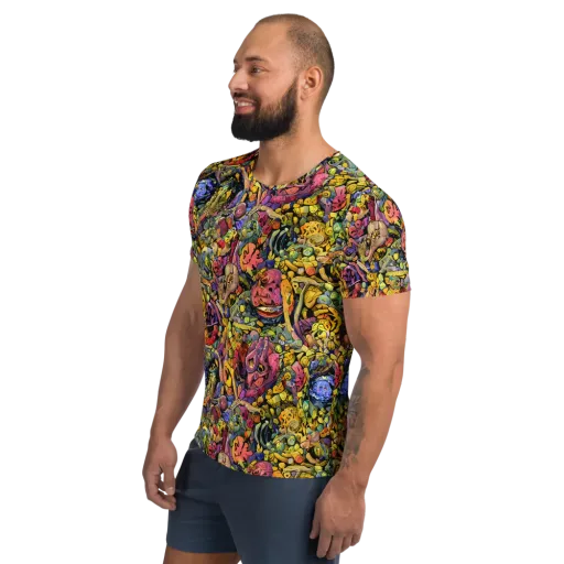 Neon Fossil Garden on a Men's Athletic T-Shirt