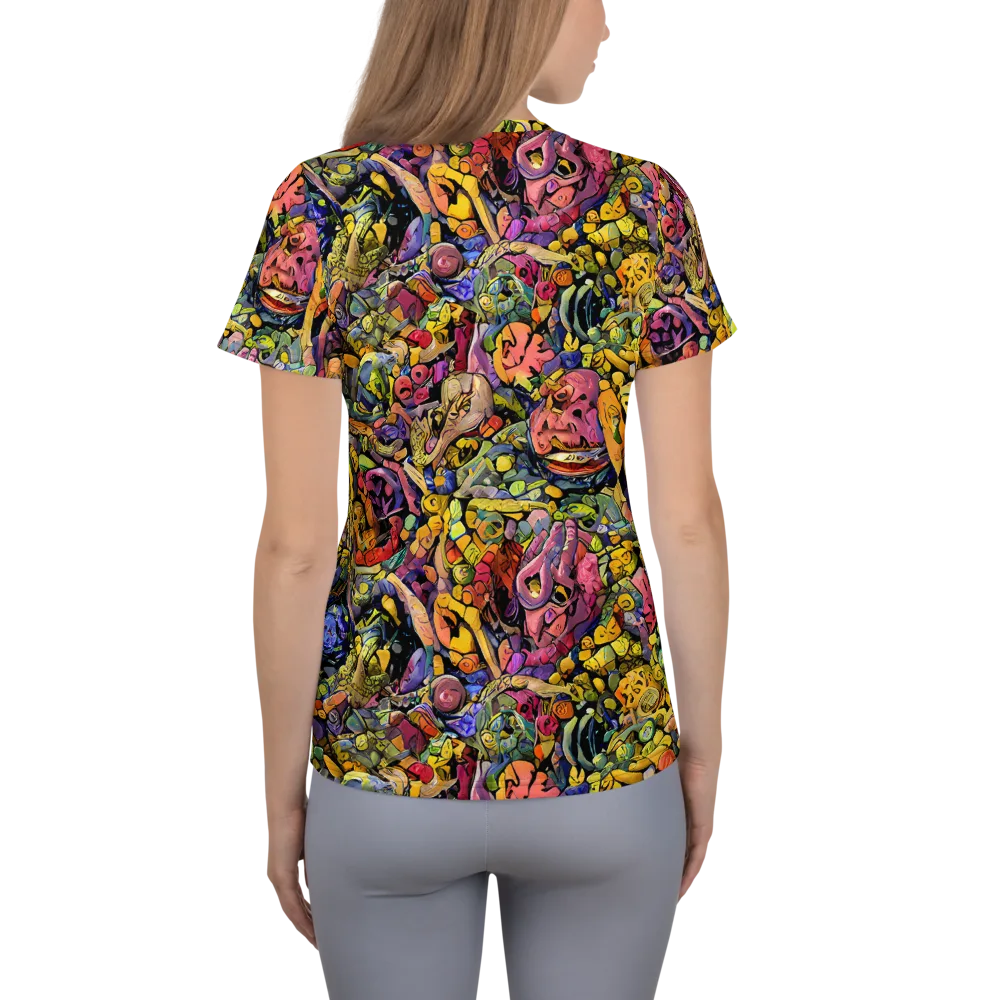Neon Fossil Garden on Women's Athletic T-Shirt — Back